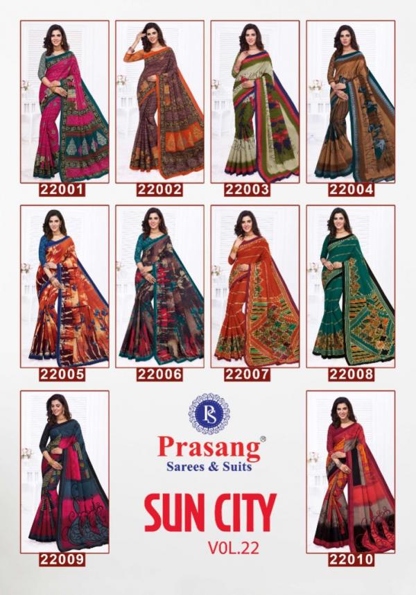 Prasang Suncity Vol 22 Casual Wear Saree Collection
